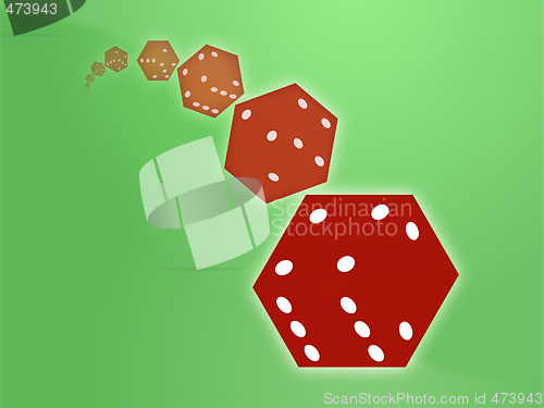 Image of Rolling red dice illustration