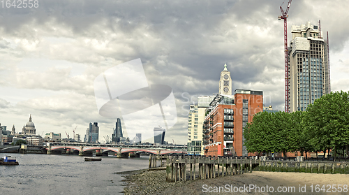 Image of Skyline of City of London with Blackfriars Bridge