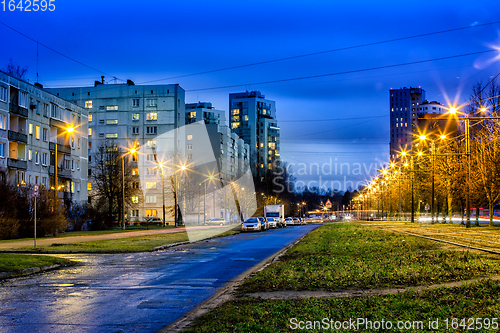 Image of New and soviet era block apartment buildings