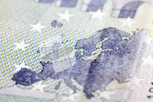 Image of euro note, closeup