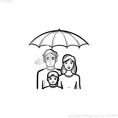 Image of Insurance of family hand drawn sketch icon.