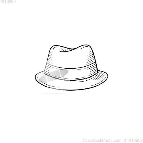 Image of Classic hat hand drawn sketch icon.