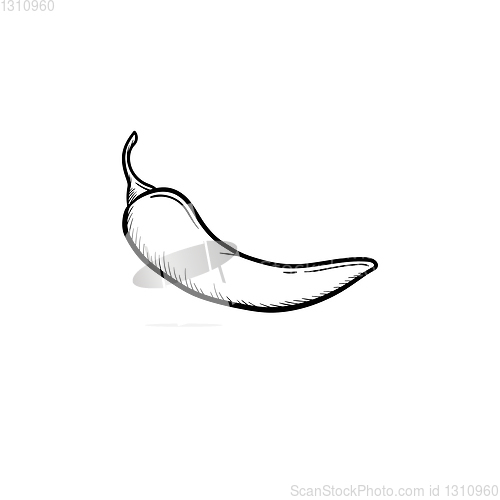 Image of Chili pepper hand drawn sketch icon.