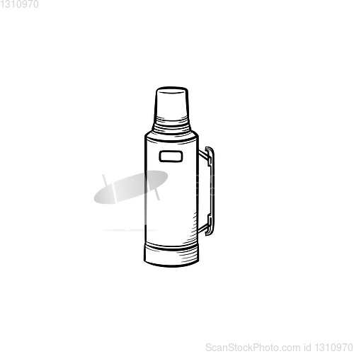 Image of Thermos hand drawn sketch icon.