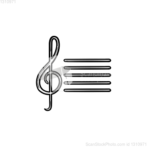 Image of Music note hand drawn sketch icon.