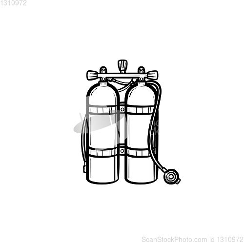 Image of Oxygen tank hand drawn sketch icon.