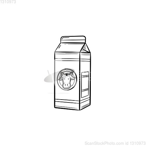 Image of Carton box of milk hand drawn sketch icon.