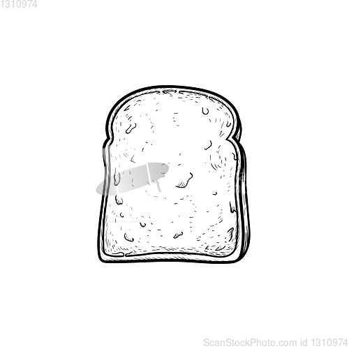 Image of Whole wheat toast bread hand drawn sketch icon.