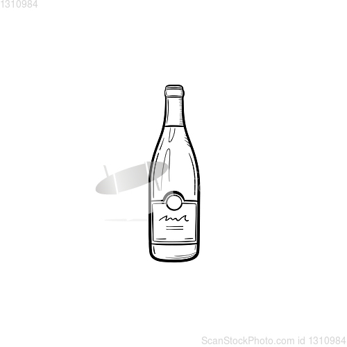 Image of Wine bottle hand drawn sketch icon.