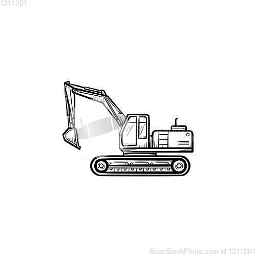 Image of Excavator hand drawn sketch icon.