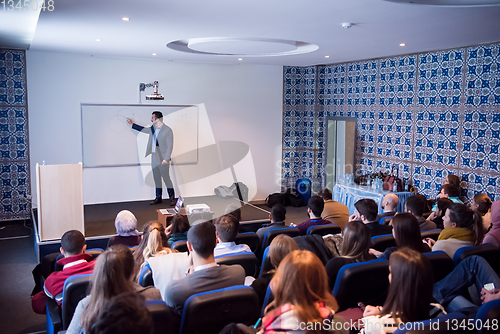 Image of successful businessman giving presentations at conference room