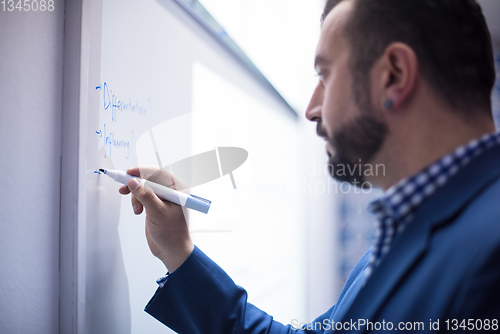 Image of successful businessman giving presentations at conference room