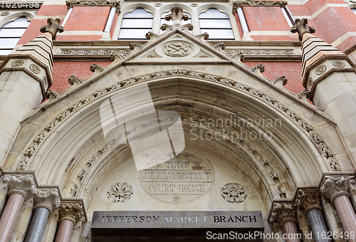 Image of Ornate entrance to the former Jefferson Market Courthouse