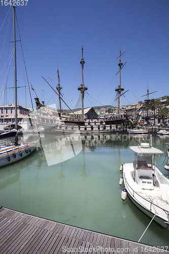 Image of Spanish galleon replica in Genoa Old port