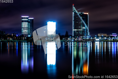 Image of Riga night skyline with some skyscrapers