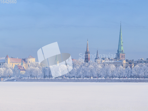 Image of Winter skyline of Latvian capital Riga Old town