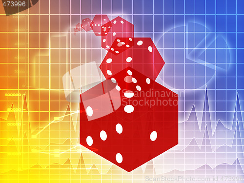 Image of Rolling red dice illustration