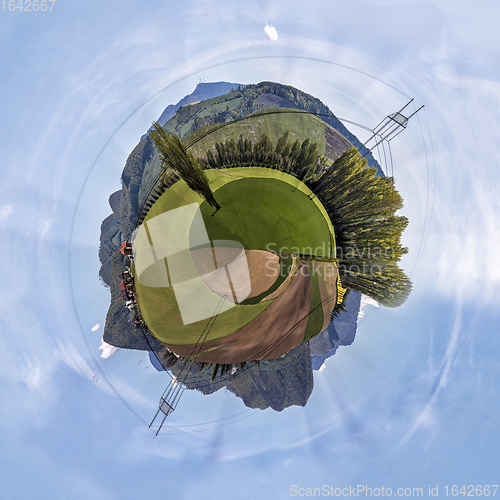 Image of Miniature planet of valley between mountains