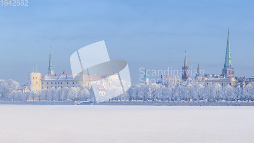 Image of Winter skyline of Latvian capital Riga Old town