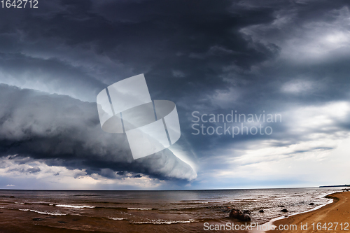 Image of Dramatic Storm Clouds over sea