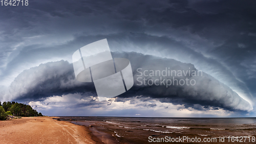 Image of Dramatic Storm Clouds over sea