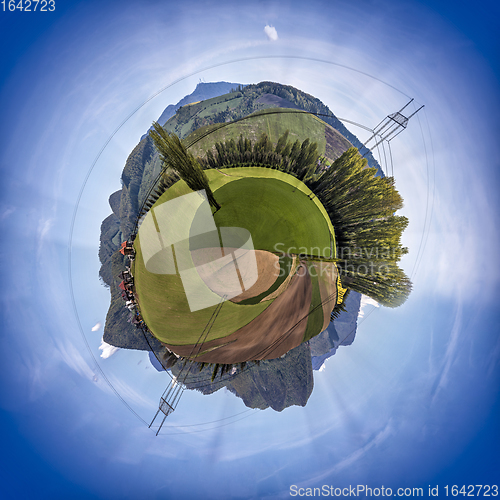 Image of Miniature planet of valley between mountains