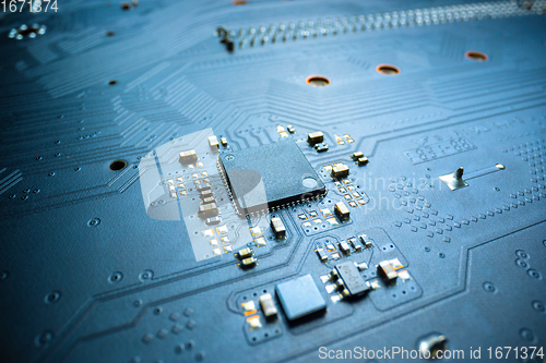 Image of Semiconductor and pc parts closeup photo