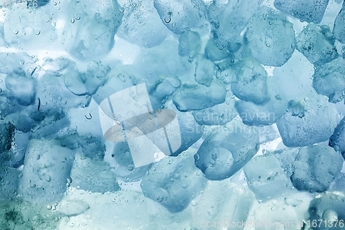 Image of Ice cubes as background texture closeup photo