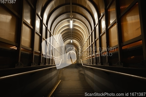 Image of Abandoned urban corridor with stairs