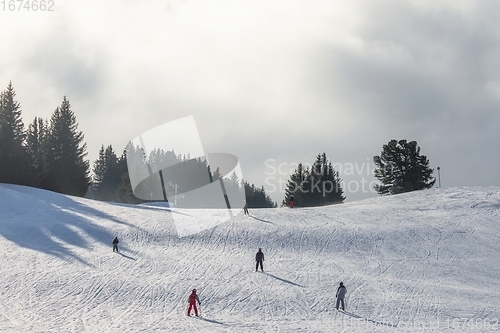 Image of Foggy ski path with slopes