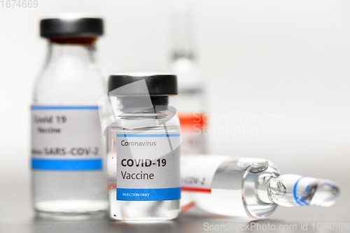 Image of Vaccine for virus in small bottles