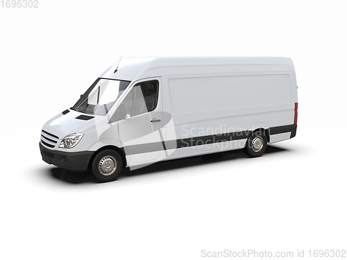 Image of White Commercial Delivery Truck isolated on White Background