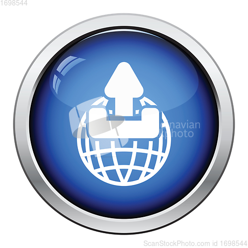 Image of Globe with upload symbol icon