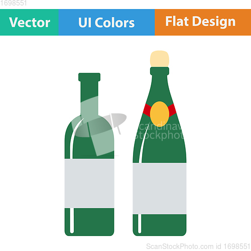 Image of Flat design icon of Wine  and champagne bottles