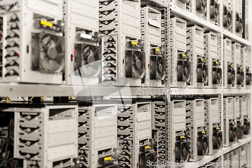 Image of Machines mining bitcoin in data center