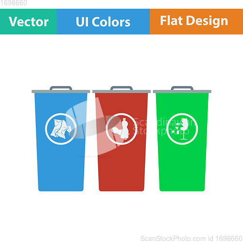 Image of Garbage containers with separated trash icon