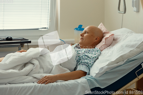 Image of woman patient with cancer in hospital