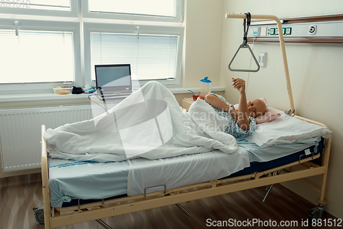 Image of woman patient with cancer in hospital