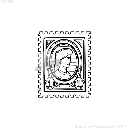 Image of Philately hand drawn sketch icon.