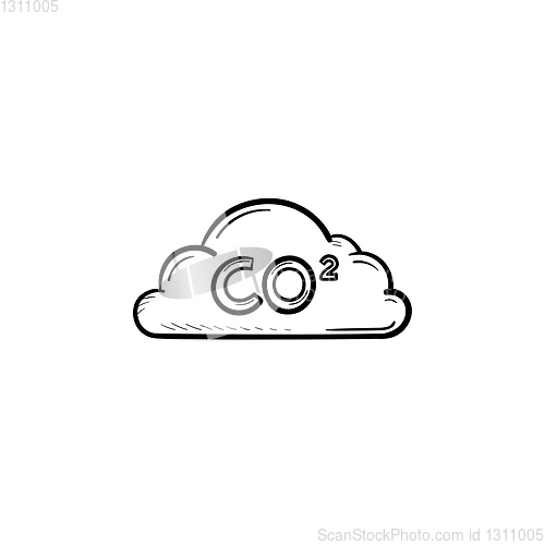 Image of CO2 cloud hand drawn sketch icon.