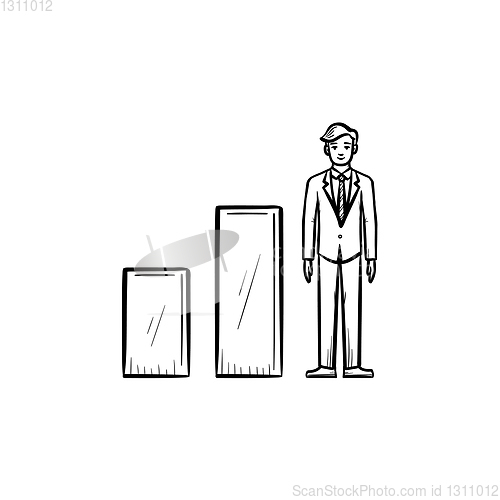 Image of Business growth hand drawn sketch icon.