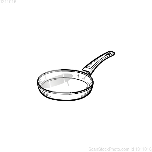 Image of Frying pan hand drawn sketch icon.