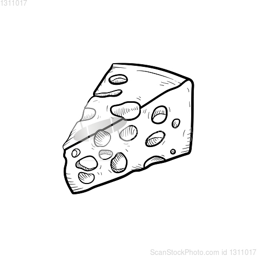 Image of Portion of cheese hand drawn sketch icon.