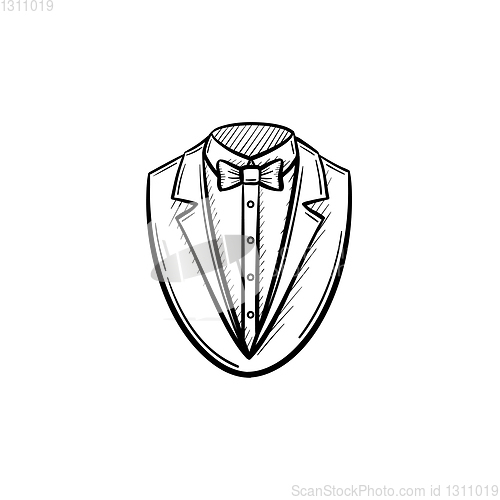 Image of Smoking suit hand drawn sketch icon.