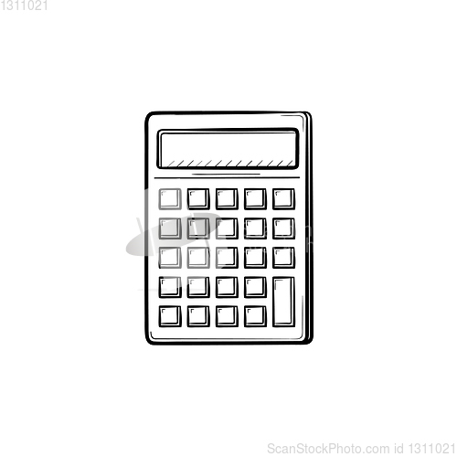 Image of Calculator for count hand drawn sketch icon.