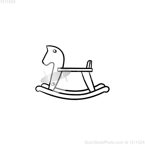 Image of Rocking horse swing hand drawn outline doodle icon.