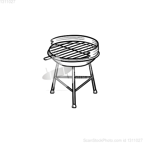 Image of Charcoal grill hand drawn sketch icon.