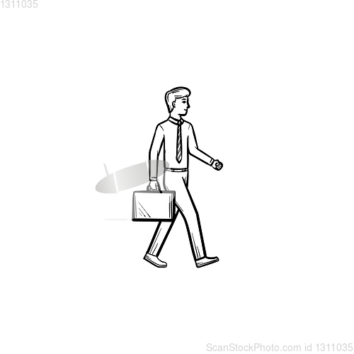 Image of Employer with briefcase hand drawn sketch icon.