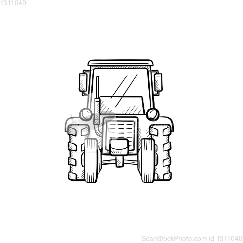 Image of Tractor hand drawn sketch icon.