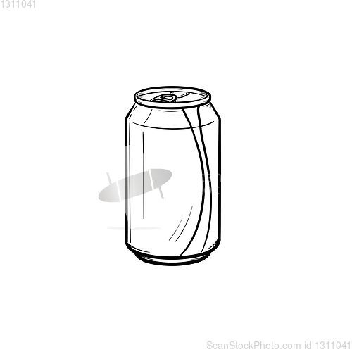 Image of Soda pop can hand drawn sketch icon.